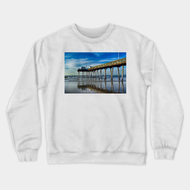 Fishing Pier In Ocean City, NJ Crewneck Sweatshirt by JimDeFazioPhotography